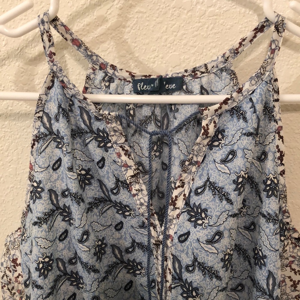 Small blue and white flower pattern blouse